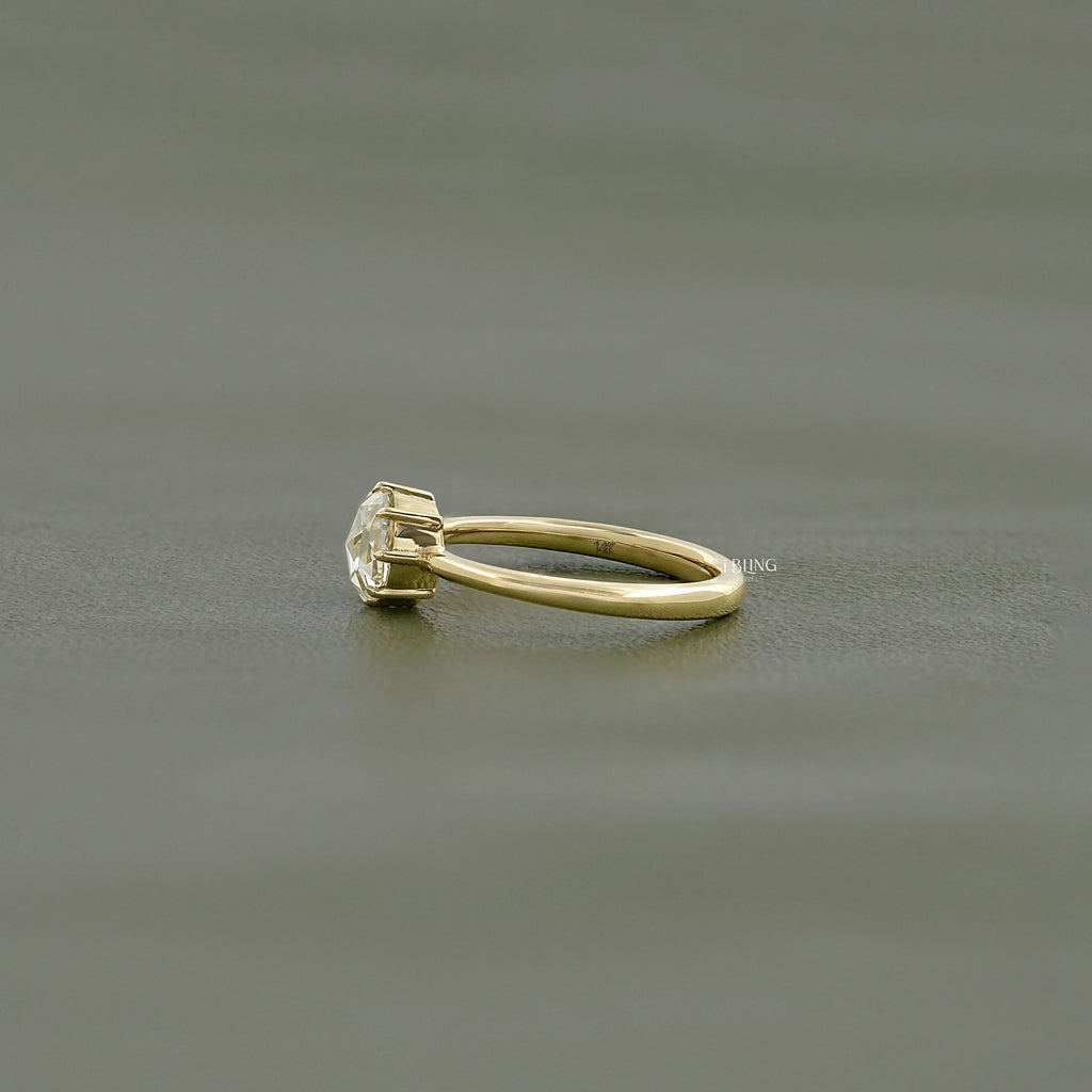 Round Rose Cut Lab Grown Diamond Solitaire Ring