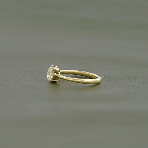 Round Rose Cut Lab Grown Diamond Solitaire Ring