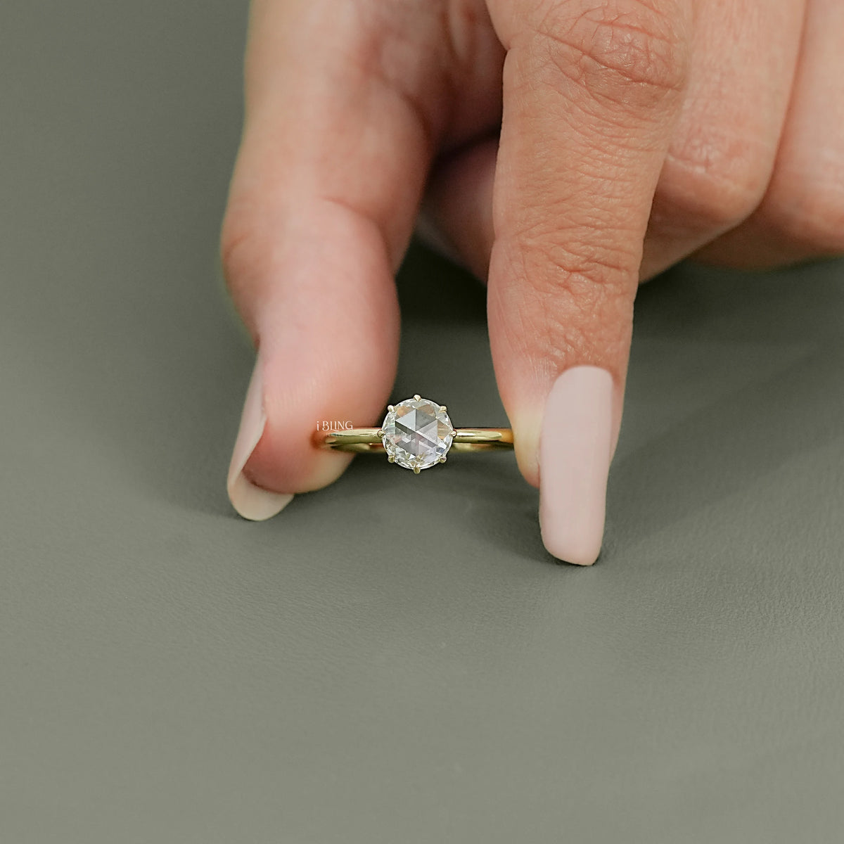 Round Rose Cut Lab Grown Diamond Solitaire Ring Solitaire Ring