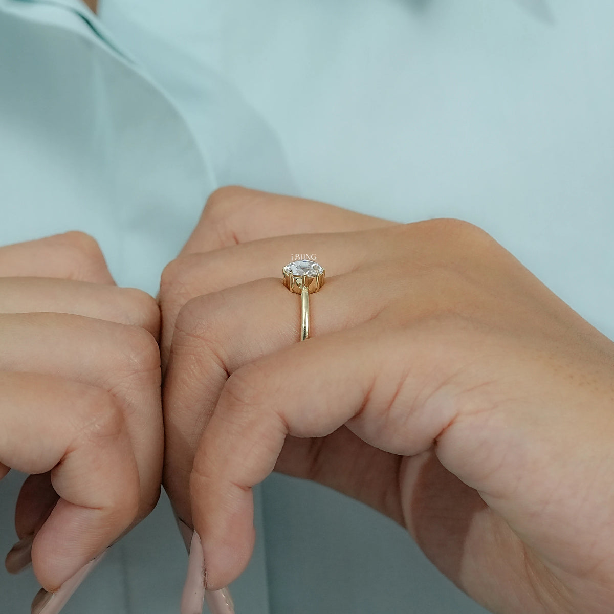 Round Rose Cut Lab Grown Diamond Solitaire Ring Solitaire Ring