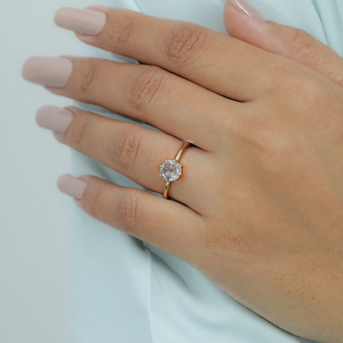 Round Rose Cut Lab Grown Diamond Solitaire Ring Solitaire Ring