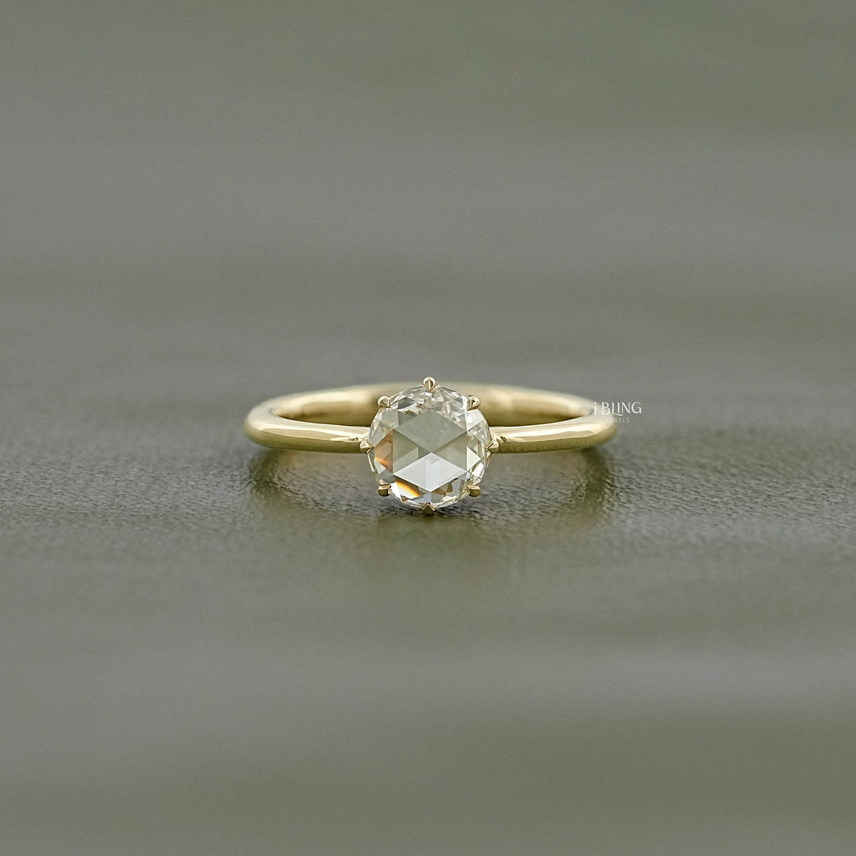 Round Rose Cut Lab Grown Diamond Solitaire Ring Solitaire Ring