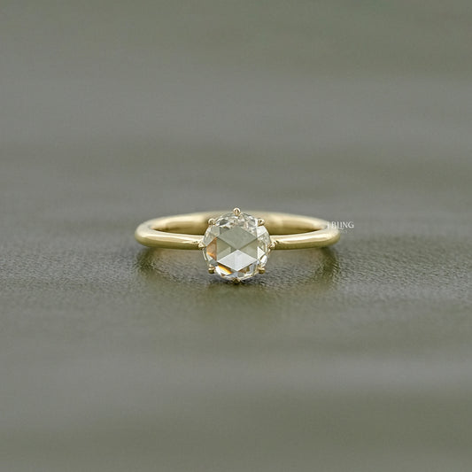 Round Rose Cut Lab Grown Diamond Solitaire Ring Solitaire Ring