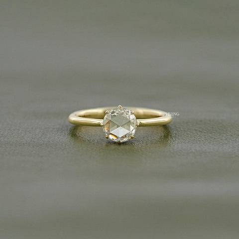 Round Rose Cut Lab Grown Diamond Solitaire Ring