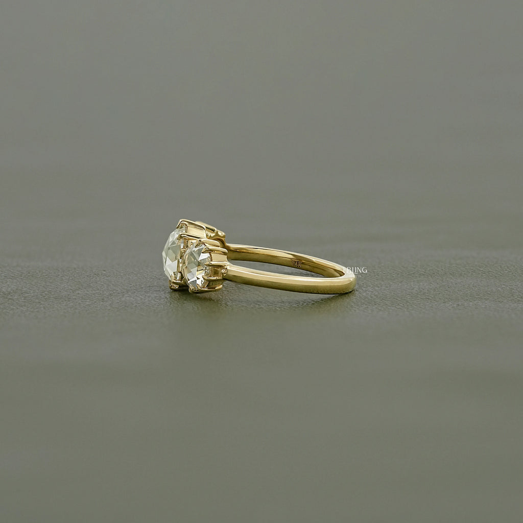 Georgian Style Three Stone Rose Cut Round Diamond Ring