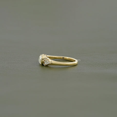 East West Old Mine Moval Half Bezel Accent Ring