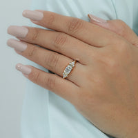 East West Old Mine Moval Half Bezel Accent Ring