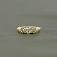 East West Old Mine Moval Half Bezel Accent Ring