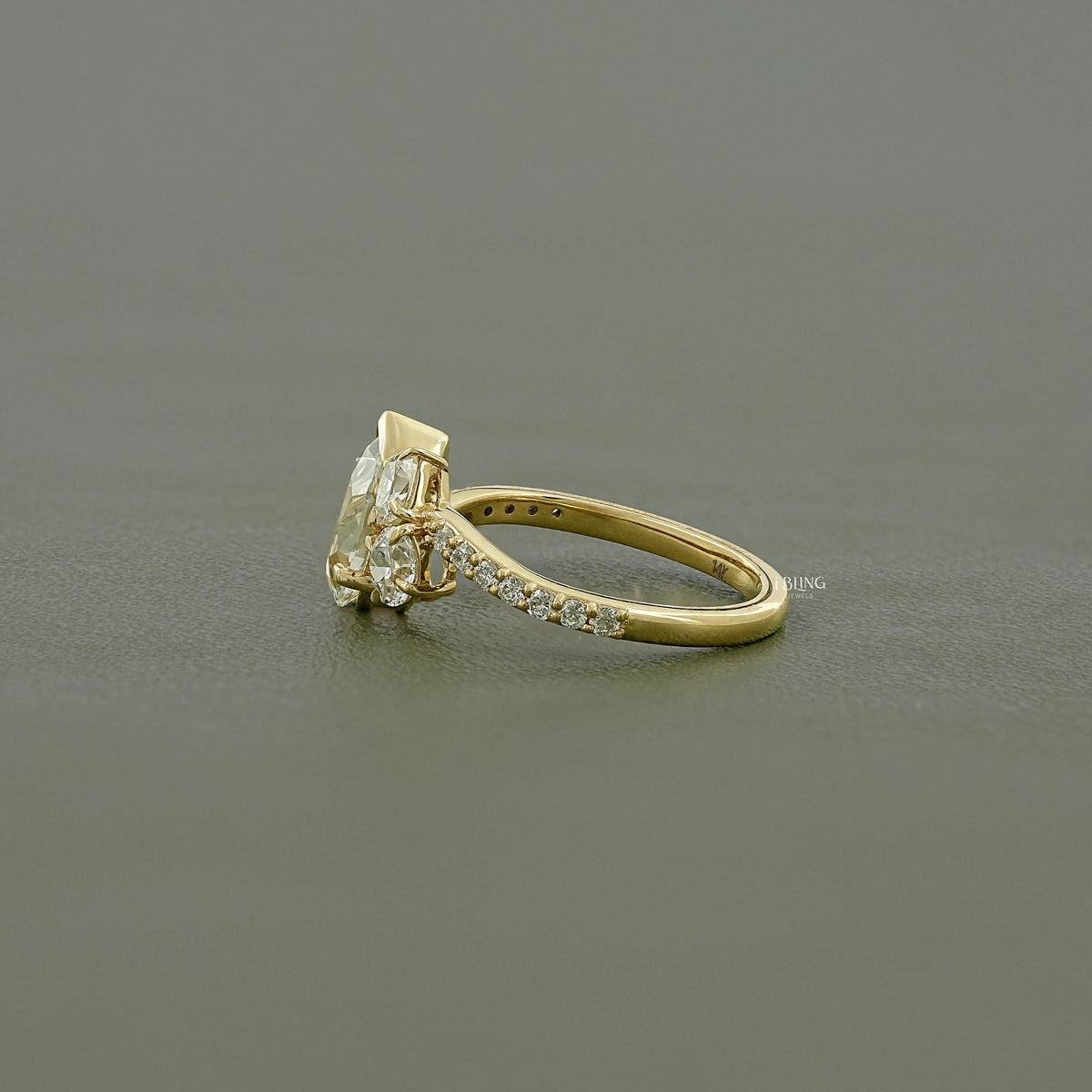 Old Mine Pear Cut Lab Diamond Engagement Ring Ring