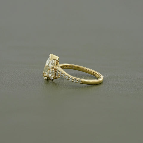 Old Mine Pear Cut Lab Diamond Engagement Ring
