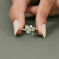 Old Mine Pear Cut Lab Diamond Engagement Ring