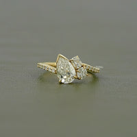 Old Mine Pear Cut Lab Diamond Engagement Ring