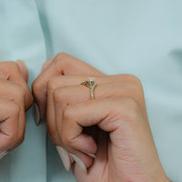 Bezel Set Pear Lab Diamond Knot Engagement Ring