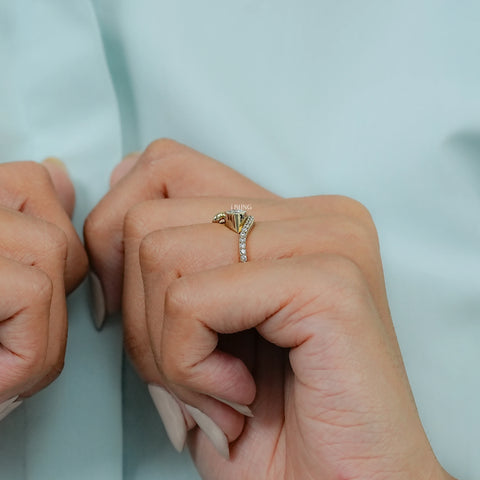 Bezel Set Pear Lab Diamond Knot Engagement Ring