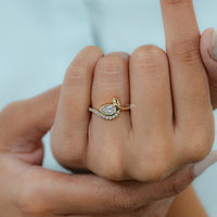 Bezel Set Pear Lab Diamond Knot Engagement Ring