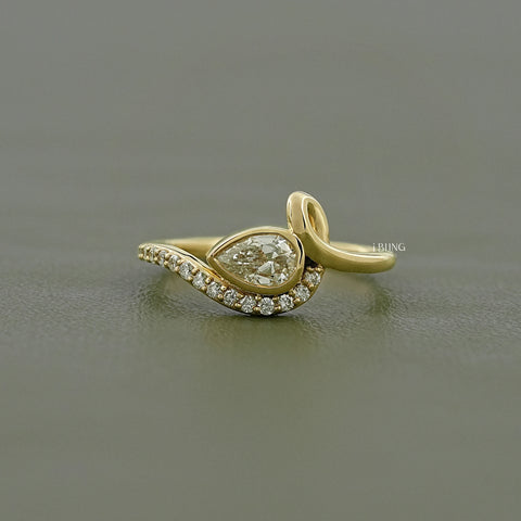 Bezel Set Pear Lab Diamond Knot Engagement Ring