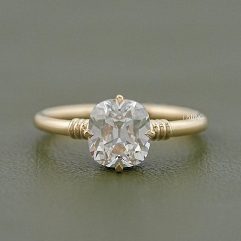 Old Mine Cushion Cut Hidden Halo Engagement Ring