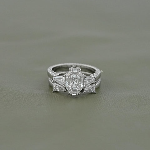 Octagon Lab Grown Diamond Engagement Ring Set