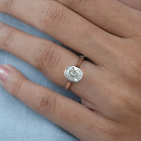 Old Mine Cushion Cut Solitaire Bezel Set Ring