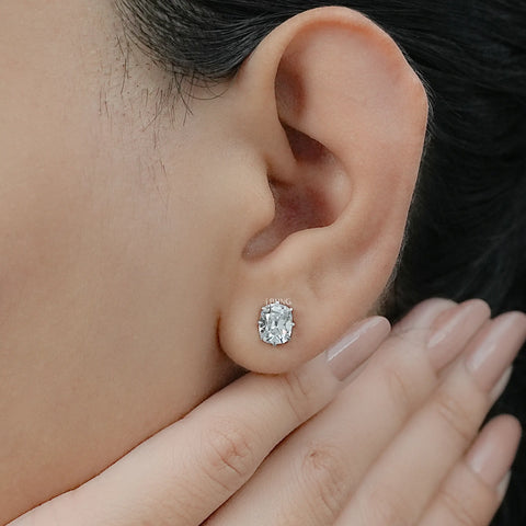 Old Mine Cushion Lab Diamond Stud Earrings