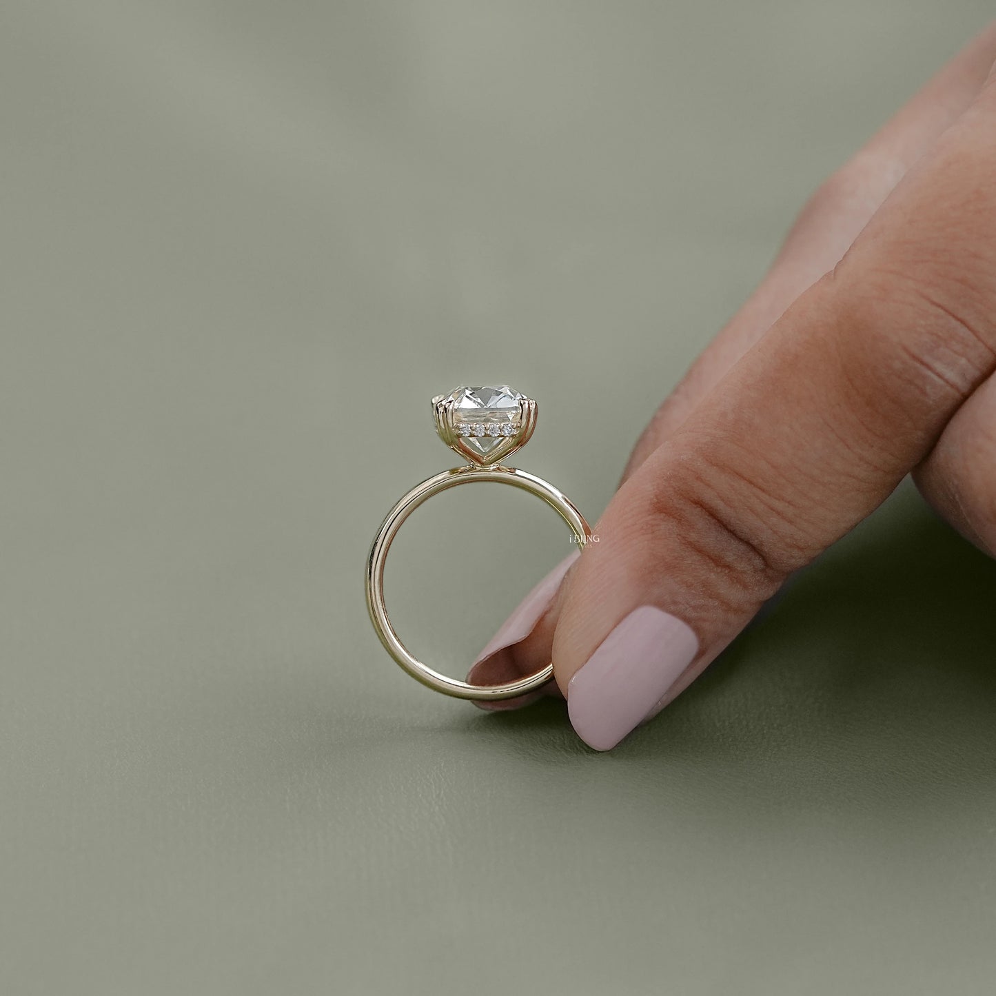 Old Mine Cushion Cut Hidden Halo Engagement Ring