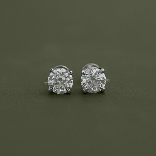 Old European Round Cut Stud Earrings
