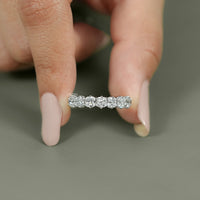 Old Mine Cushion Cut Lab Diamond Half Eternity Wedding Band