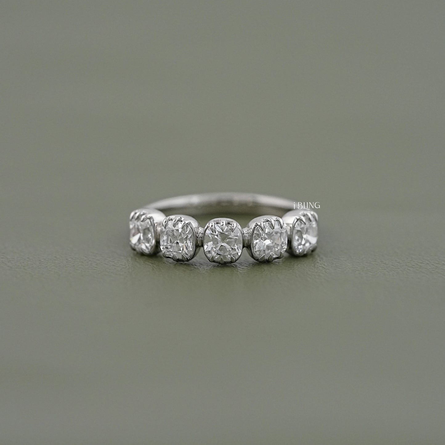 Old Mine Cushion Cut Five Stone Ring