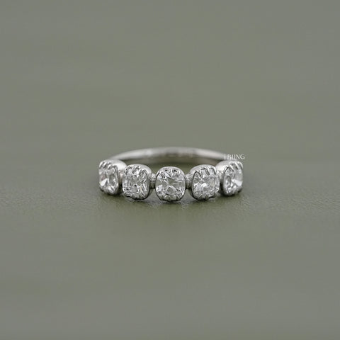 Old Mine Cushion Cut Five Stone Ring