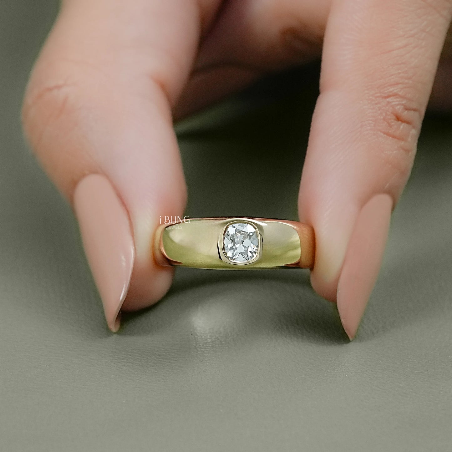 Cushion Cut Diamond Engagement Ring in 14k gold, perfect for an active lifestyle look.