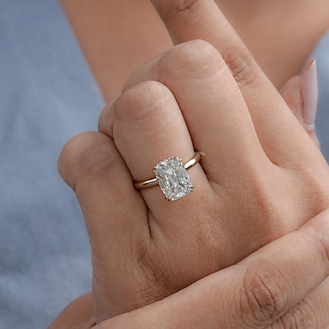 Old Mine Cushion Cut Hidden Halo Engagement Ring