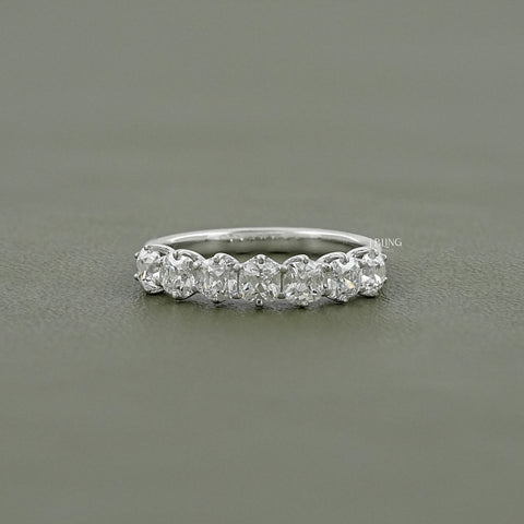 Old Mine Cushion Cut Lab Diamond Half Eternity Wedding Band