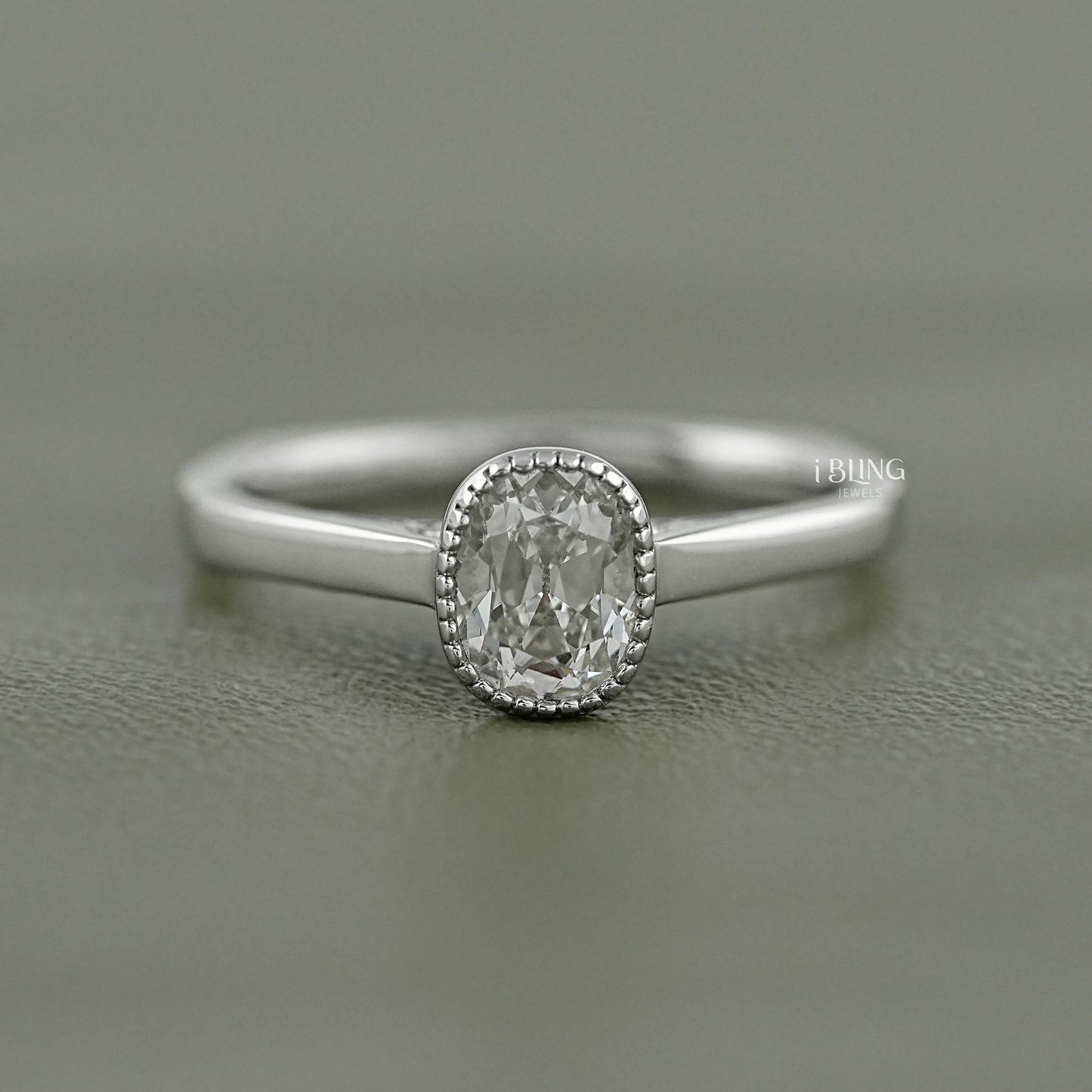 Old Mine Cushion Lab Diamond Solitaire Milgrain Bezel Ring Solitaire Ring