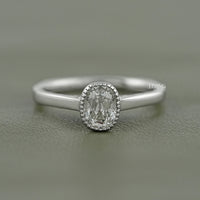 Old Mine Cushion Lab Diamond Solitaire Milgrain Bezel Ring