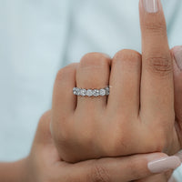 Old Mine Cushion Cut Lab Diamond Half Eternity Wedding Band