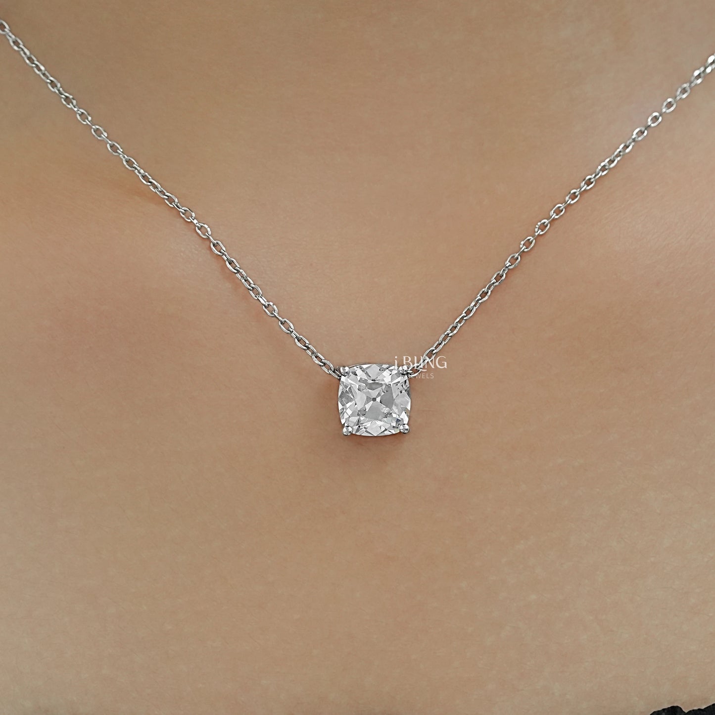 Professional display of a Solitaire Pendant Necklace featuring a high-clarity lab grown diamond stone.
