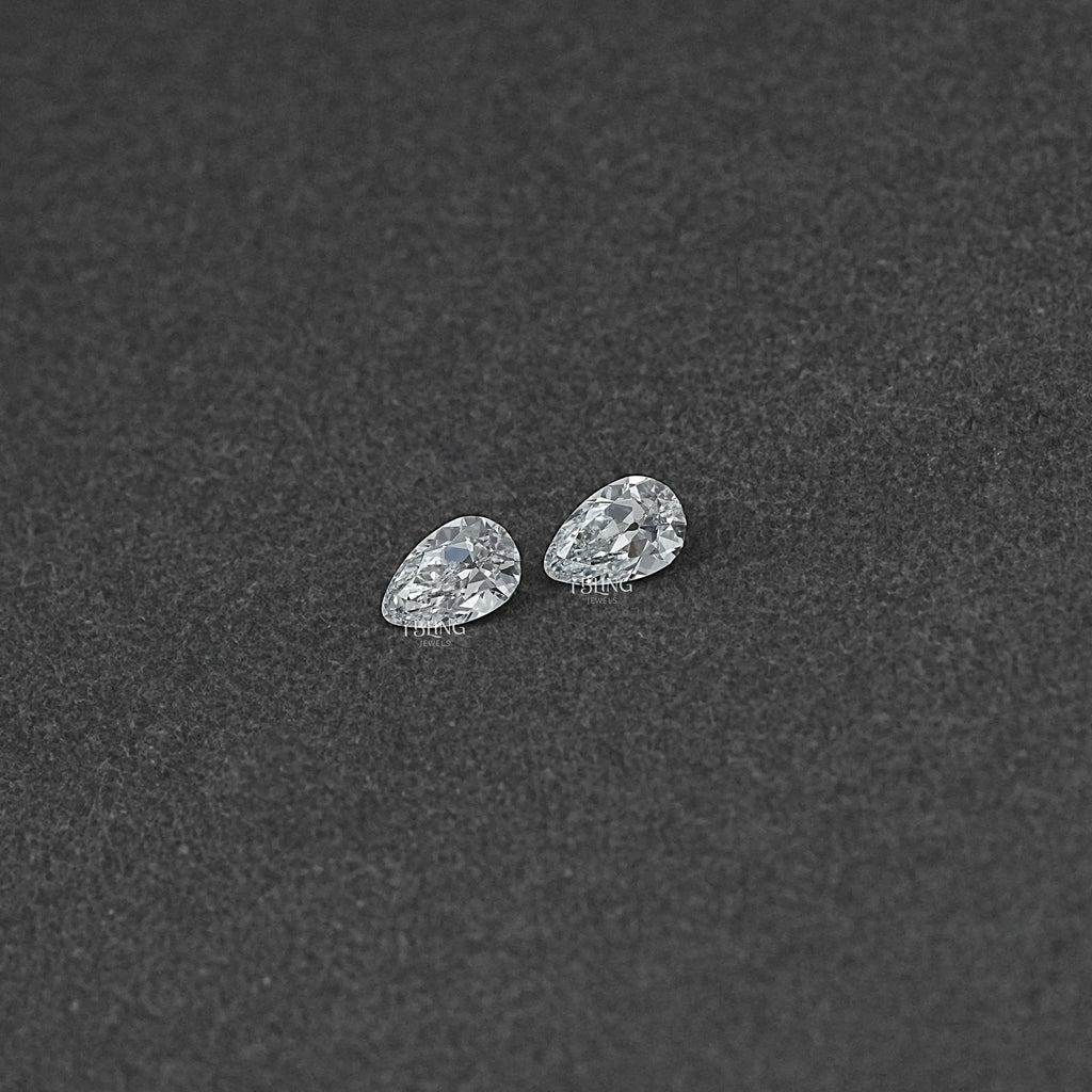 Old Mine Pear Cut CVD Diamond Matching Pair