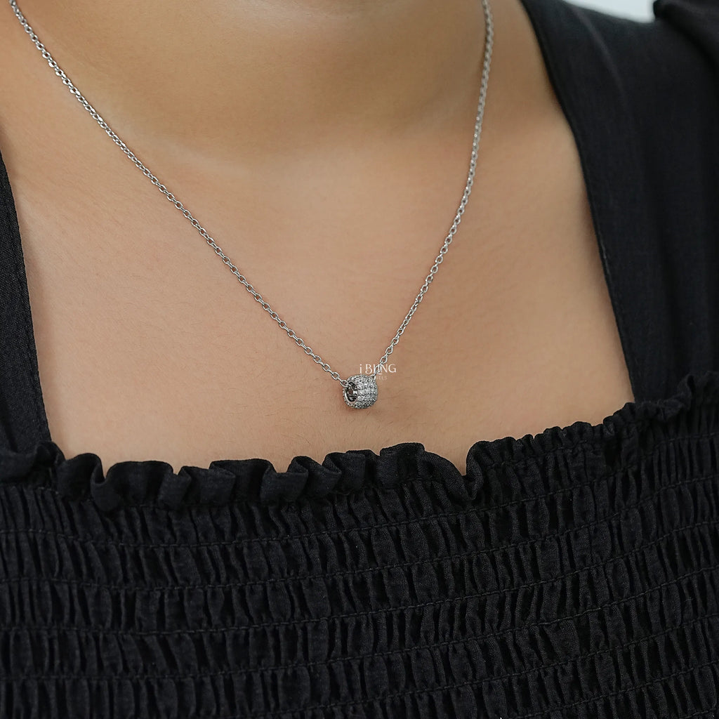 Round Cut CVD Diamond Open Circle Necklace