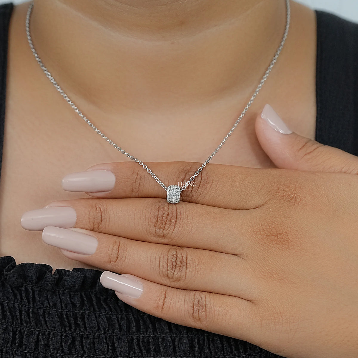 Round Cut CVD Diamond Open Circle Necklace