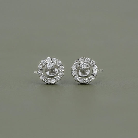 Open Circle Round Diamond Stud Earrings