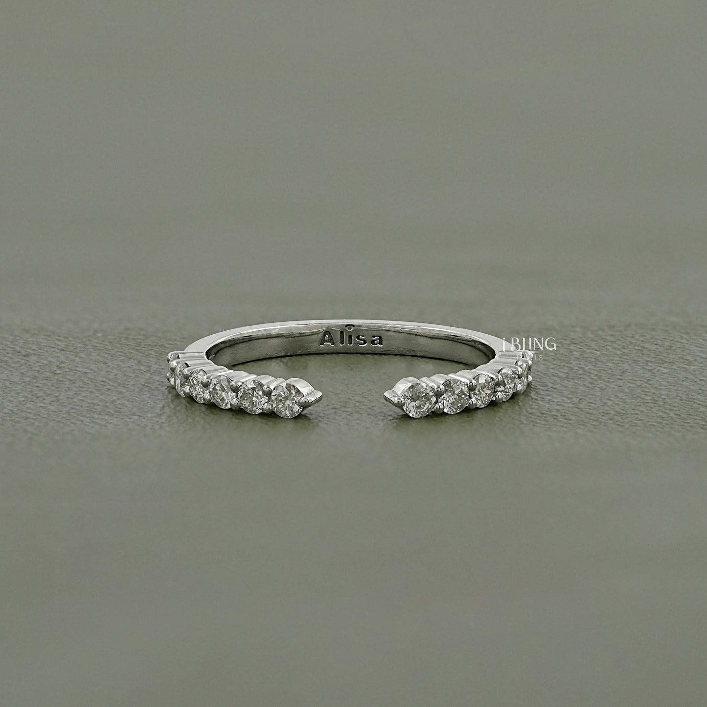Round Cut Diamond Open Cuff Wedding Band