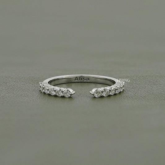 Round Cut Diamond Open Cuff Wedding Band Open Cuff Band