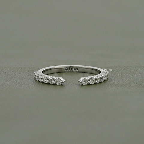 Round Cut Diamond Open Cuff Wedding Band