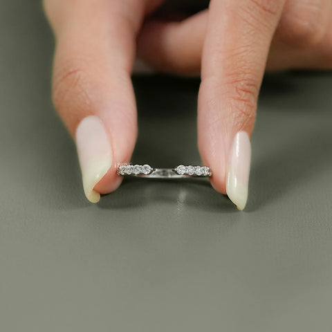 Round Cut Diamond Open Cuff Wedding Band