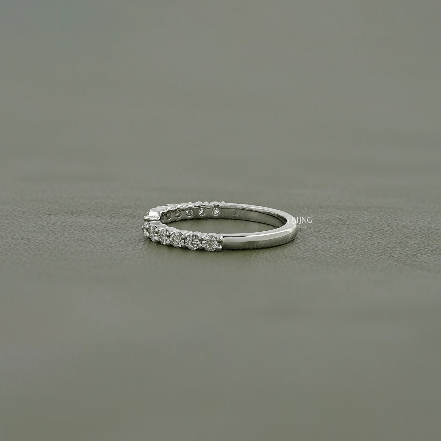 Round Cut Diamond Open Cuff Wedding Band