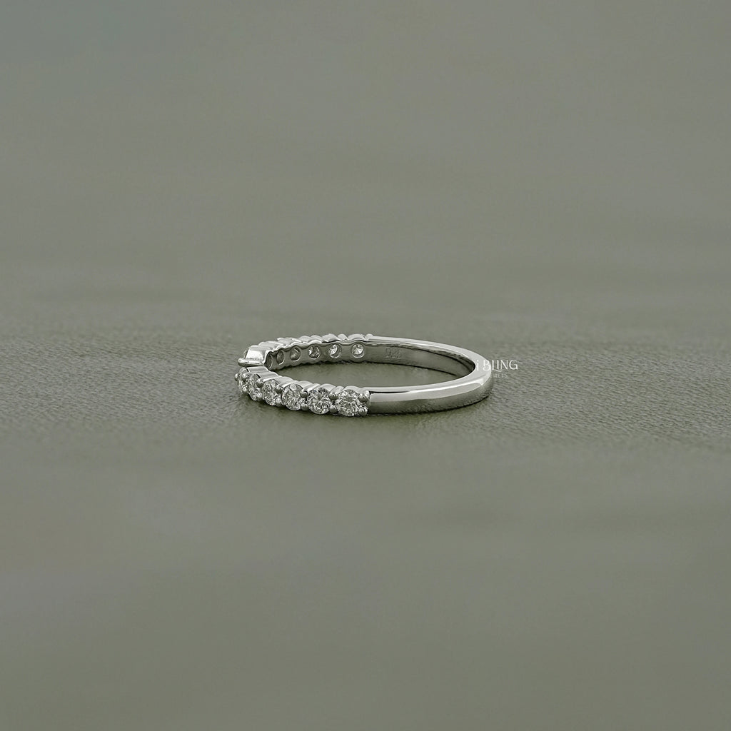 Round Cut Diamond Open Cuff Wedding Band