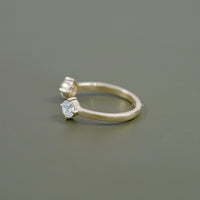 Two Stone Round Diamond Open Cuff Ring
