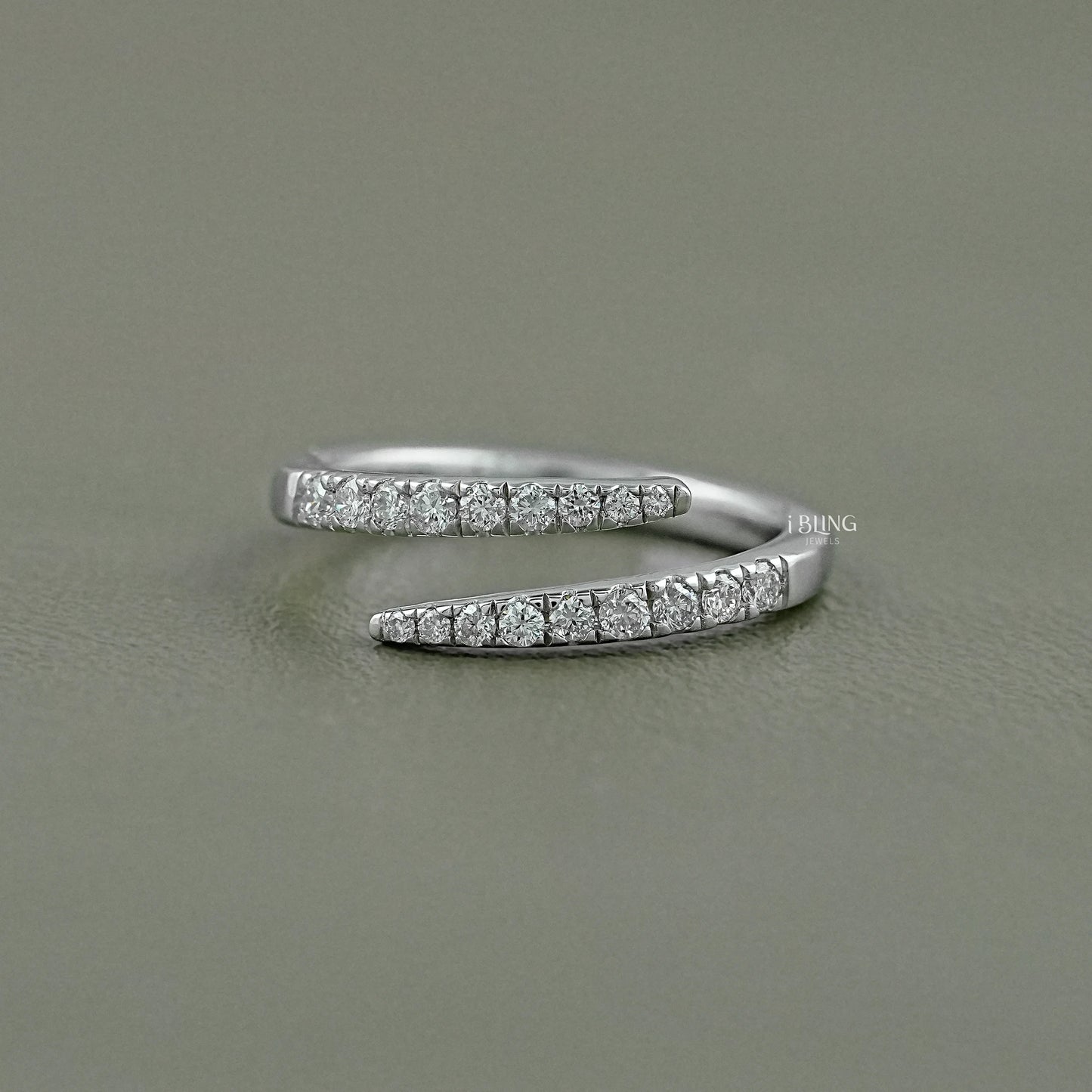 Round Lab Diamond Open Wrap Bypass Ring