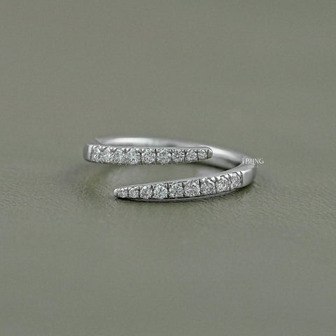 Round Lab Diamond Open Wrap Bypass Ring