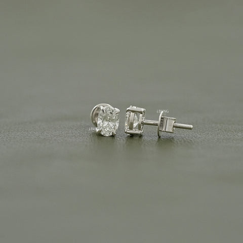 Oval Cut Lab Diamond Screw Back Stud Earrings